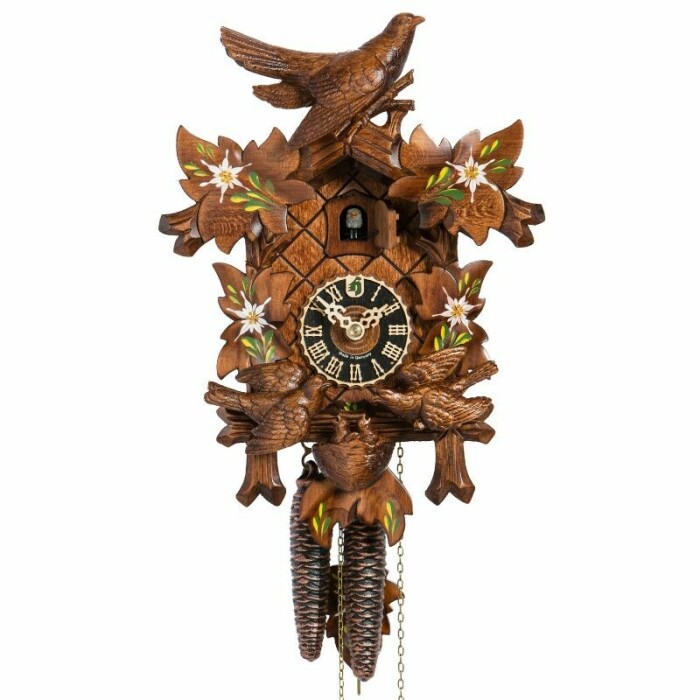 Horloge coucou mécanique traditionnel 1 jour fleur Edelweiss