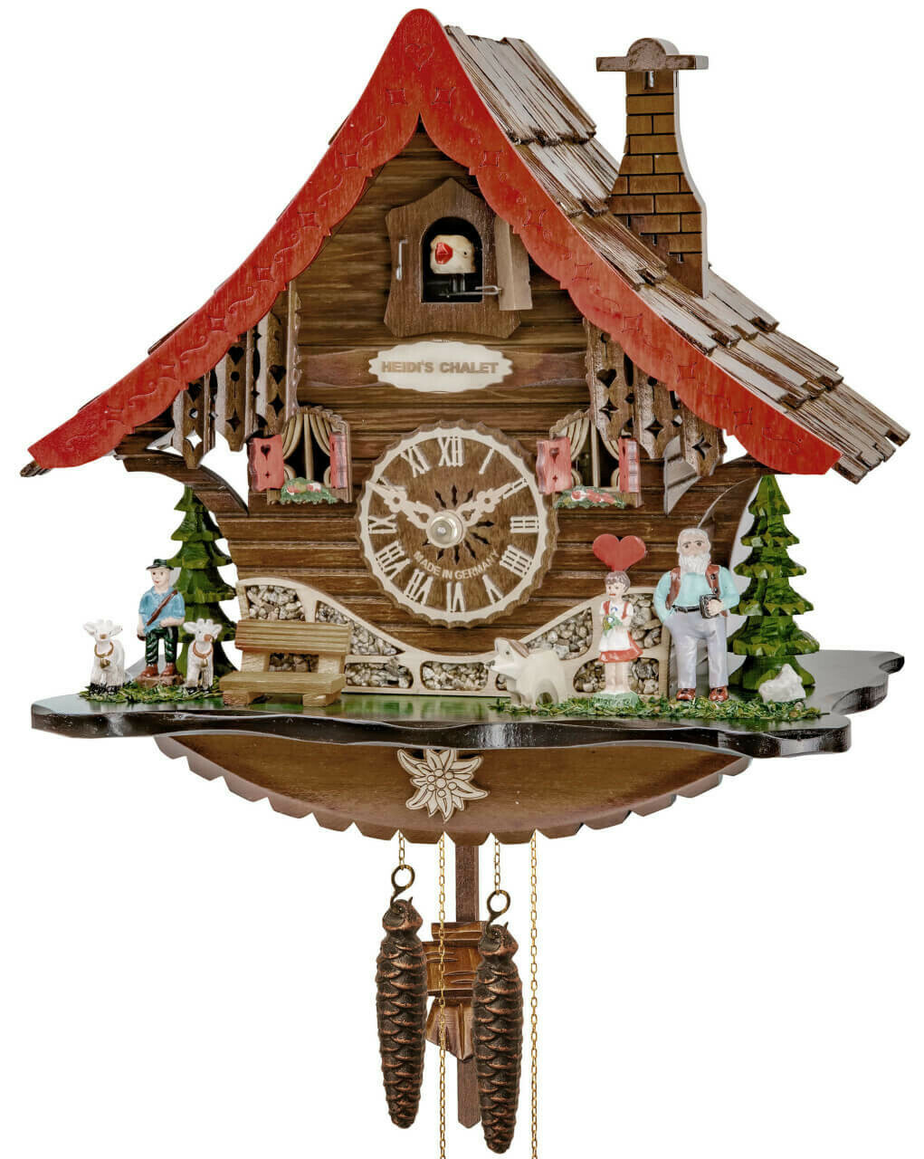 Horloge coucou m&eacute;canique 1 jour toit rouge