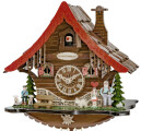 Horloge coucou m&eacute;canique 1 jour toit rouge zoom
