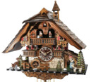 Horloge coucou m&eacute;canique musical 1 jour chalet fermi&egrave;re et clocher 40 cm_zoom