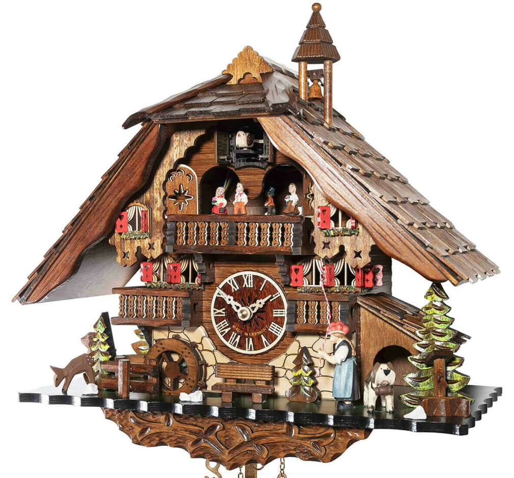 Horloge coucou musical chalet fermi&egrave;re clocheton 40 cm_zoom