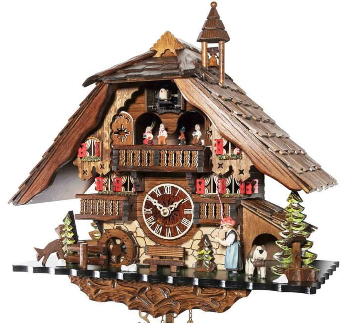 Horloge coucou musical chalet fermière clocheton 40 cm_zoom