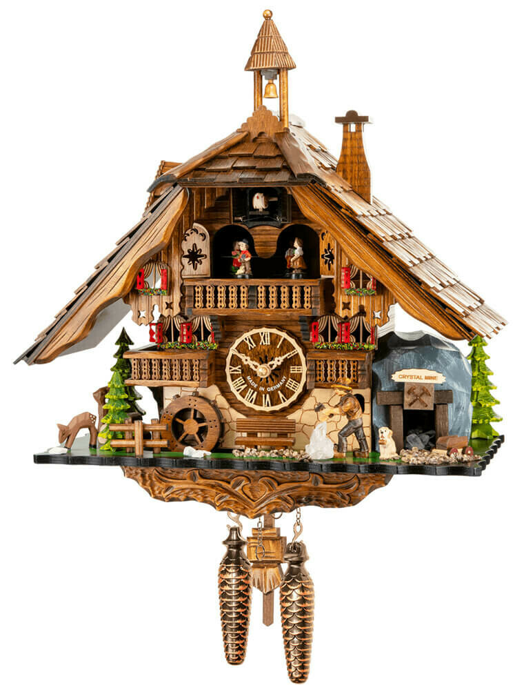 Horloge coucou musical &quot;Mine de Cristal&quot; &agrave; piles