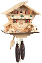 Horloge coucou m&eacute;canique chalet 8 jours b&ucirc;cheron en bois naturel