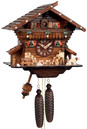 Horloge coucou m&eacute;canique chalet 8 jours b&ucirc;cheron en bois de noyer
