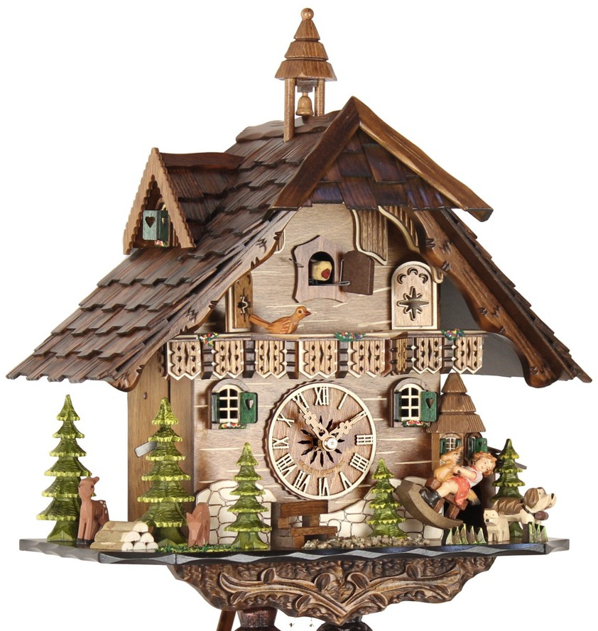 Horloge coucou m&eacute;canique 8 jours balan&ccedil;oire cheval_zoom
