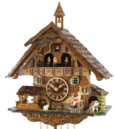 Horloge coucou m&eacute;canique musical 1 jour chalet fillette sur balancelle 40 cm_zoom
