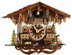Horloge coucou à piles chalet petite biche 22 cm