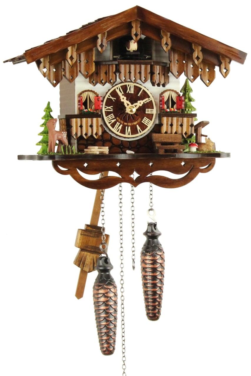 Horloge coucou &agrave; piles chalet petite biche 22 cm