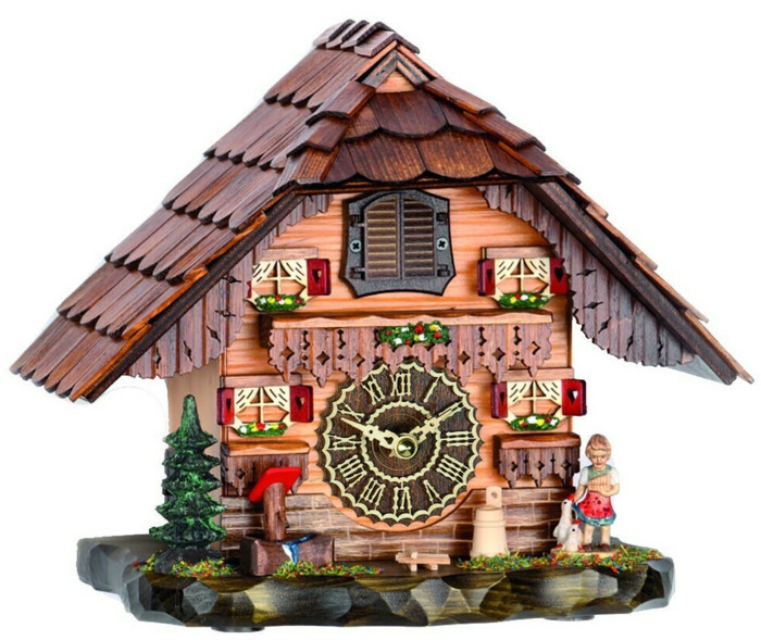 Coucou musical à poser en bois petite fille 25 cm