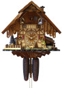 Horloge coucou m&eacute;canique 8 jours chalet berger et moutons 35 cm