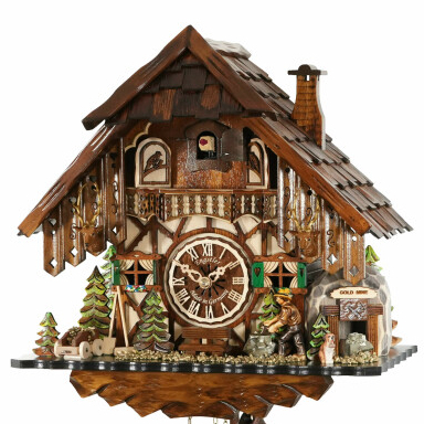 Horloge coucou m&eacute;canique 8 jours mine d'or 35 cm_zoom