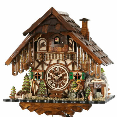 Horloge coucou m&eacute;canique 8 jours mine d'or 35 cm_zoom