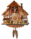 Horloge coucou &agrave; piles chalet th&egrave;me de la Foret Noire avec bucheron