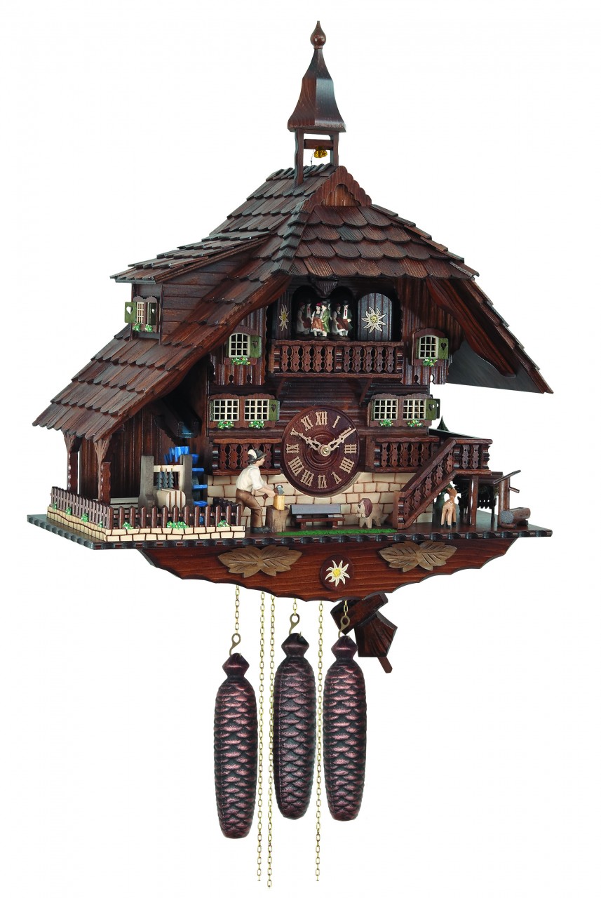 Horloge coucou m&eacute;canique chalet 8 jours 2 &eacute;tages