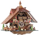 Horloge coucou musical &agrave; piles &quot;Petit train&quot; chalet 50 cm_facade