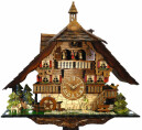Horloge coucou chalet musical &agrave; piles 2 &eacute;tages berger et danseurs_zoom