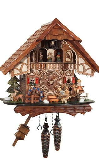 Horloge coucou musical balan&ccedil;oire et danseurs 34 cm