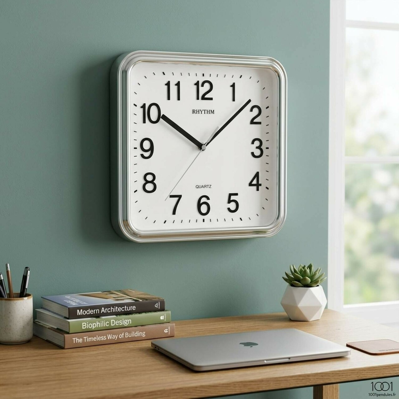 Pendule murale silencieuse entourage chrom&eacute;_lifestyle