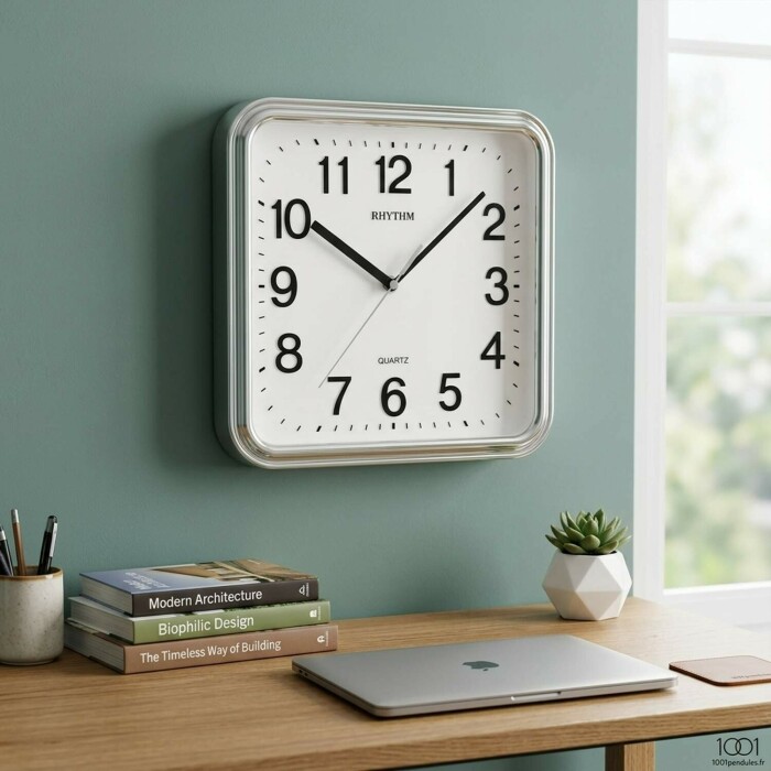 Pendule murale silencieuse entourage chrom&eacute;_lifestyle