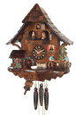 Horloge coucou m&eacute;canique musical 1 jour chalet coupeurs de bois 35 cm