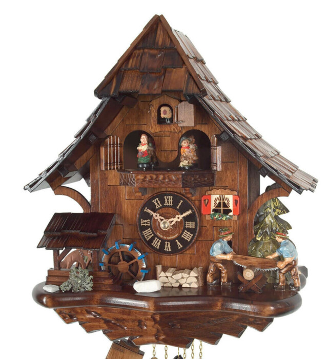 Horloge coucou mécanique musical 1 jour chalet coupeurs de bois 35 cm_zoom