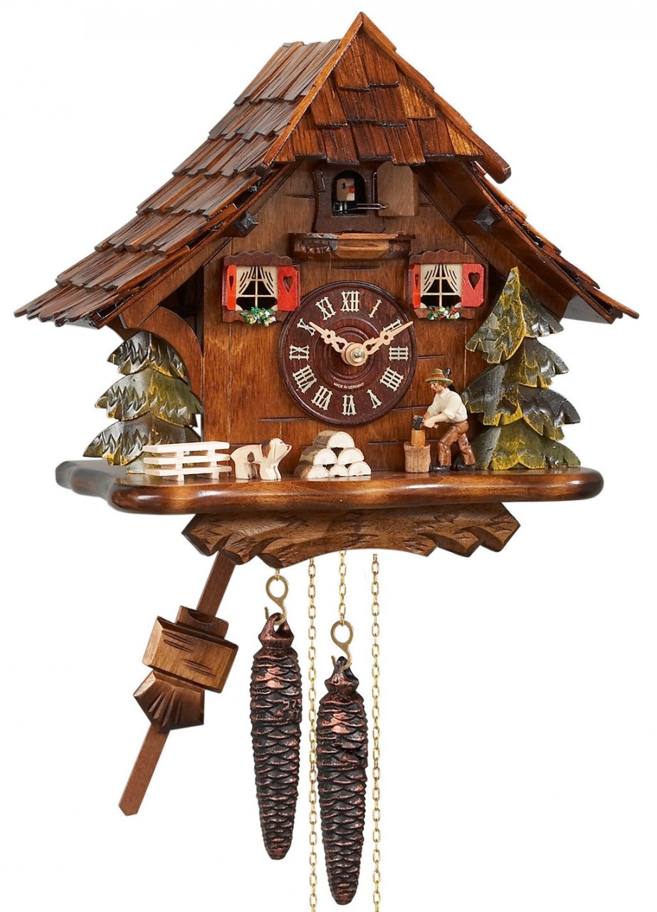 Horloge coucou m&eacute;canique traditionnel chalet 1 jour bucheron