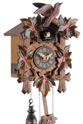 Horloge coucou musical fleurs rouges gros plan