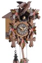 Horloge coucou musical fleurs rouges gros plan