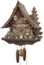 Horloge coucou m&eacute;canique traditionnel 8 jours chalet color&eacute; sculpt&eacute; b&ucirc;cheron 44 cm