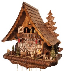 Horloge coucou chalet musical 8 jours bûcheron et danseurs_zoom
