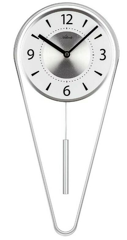 Horloge murale &agrave; balancier originale en m&eacute;tal argent&eacute;