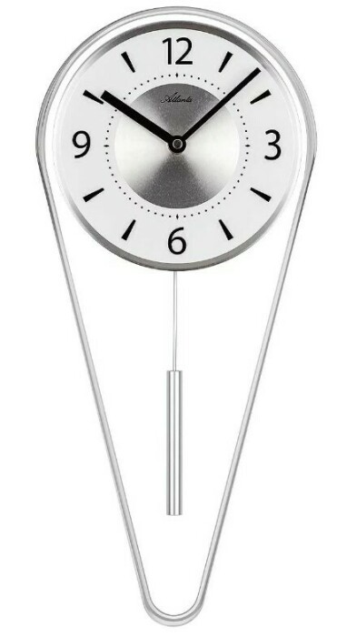 Horloge murale à balancier originale en métal argenté