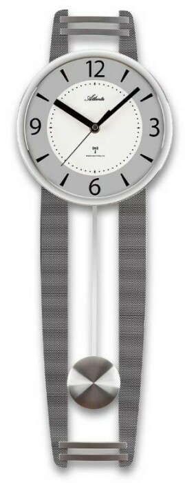 Horloge murale à balancier grise en bois argenté