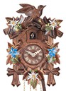 Horloge coucou musical fleurs bleues et blanches