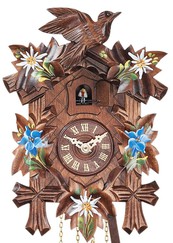 Horloge coucou à piles à mélodie oiseau fleurs bleues gros plan