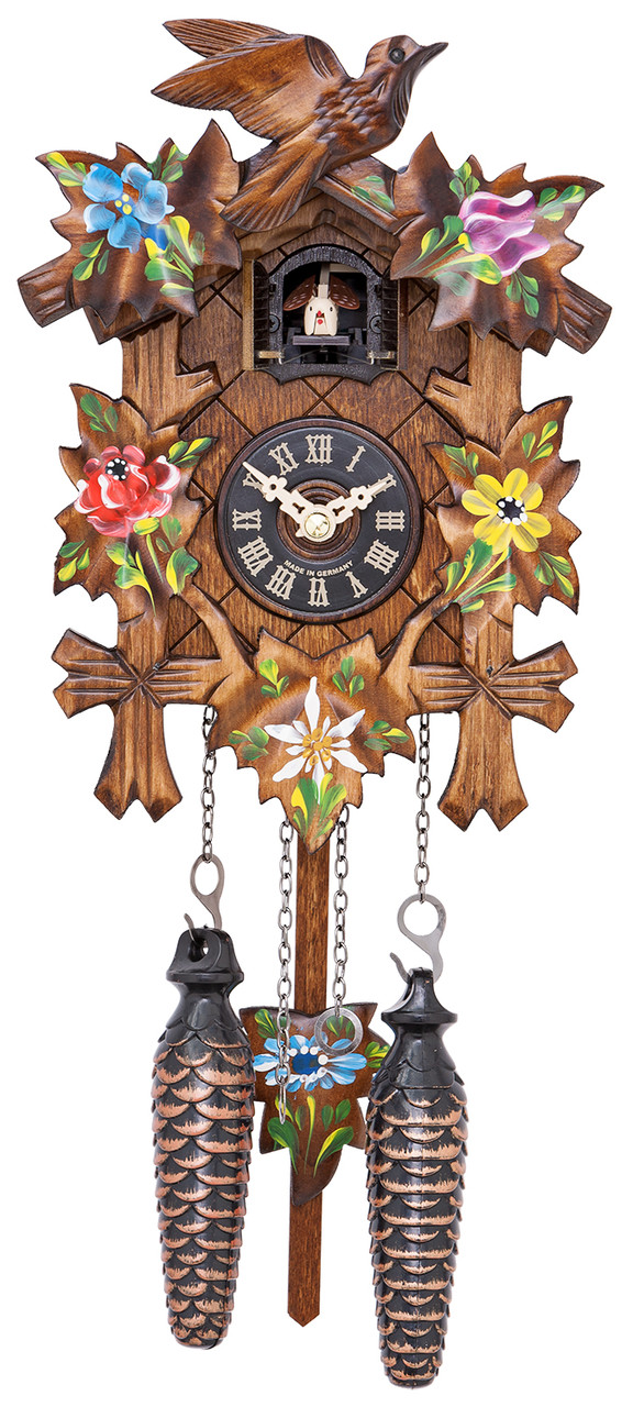 Horloge coucou traditionnel &agrave; piles en bois naturel multicolore 25 cm