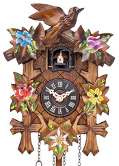 Horloge coucou traditionnel à piles en bois naturel multicolore 25 cm_zoom