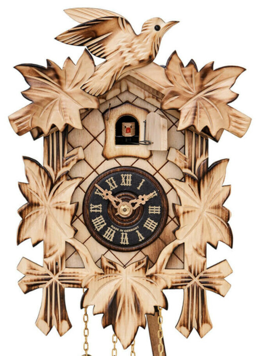 Coucou m&eacute;canique traditionnel en bois clair 22 cm_zoom