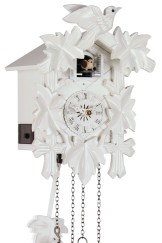 Horloge coucou à pile en bois blanc 22 ou 35 cm zoom