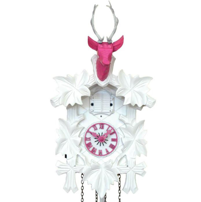 Coucou moderne rose et blanc &agrave; piles