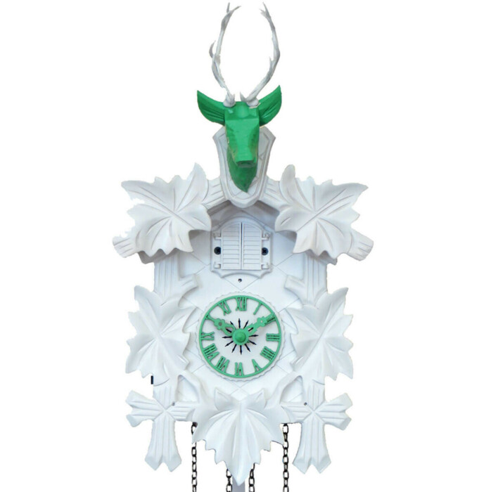 Coucou moderne vert et blanc &agrave; piles_zoom