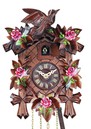 Horloge coucou &agrave; piles fleurs roses gros plan
