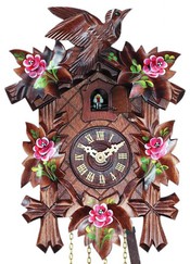 Horloge coucou mécanique traditionnel 1 jour fleurs roses 35 cm_zoom