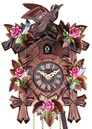 Horloge coucou bois oiseau fleurs roses peintes