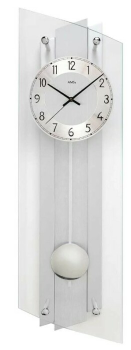 Horloge murale à balancier moderne grise bois et verre
