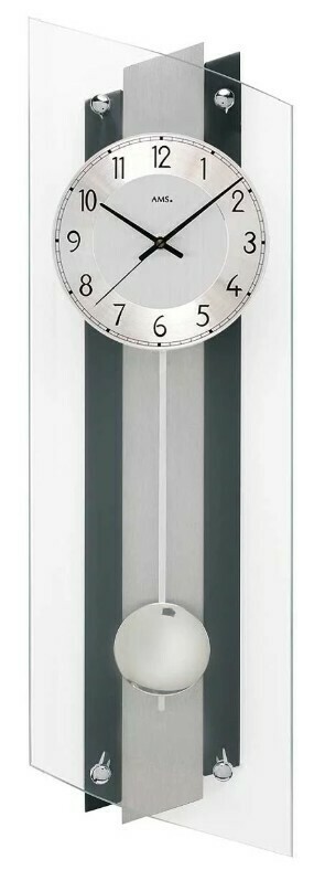 Horloge murale &agrave; balancier moderne noire bois et verre