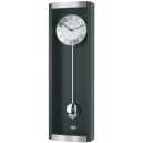 Pendule murale radio pilot&eacute;e &agrave; balancier noire et aluminium