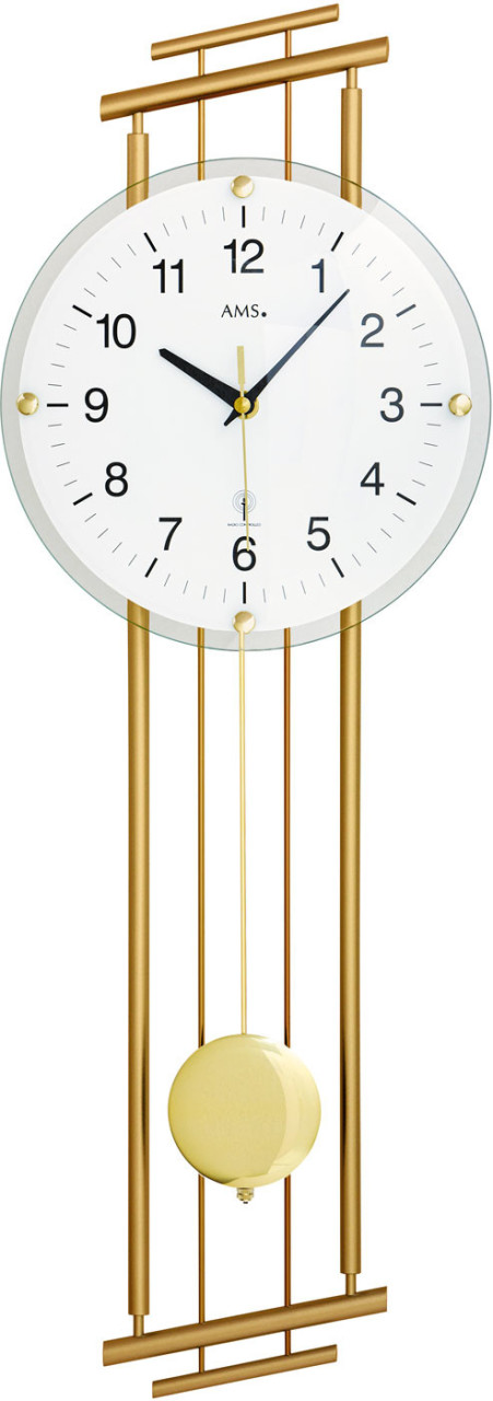 Horloge murale radio-pilot&eacute;e dor&eacute;e en m&eacute;tal
