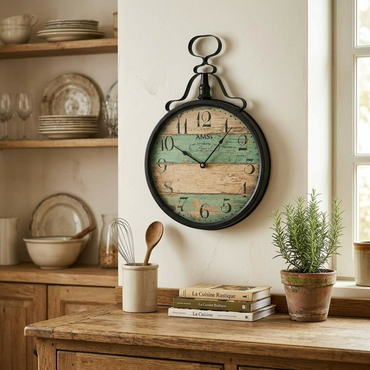 Pendule murale de cuisine vintage style gousset_lifestyle